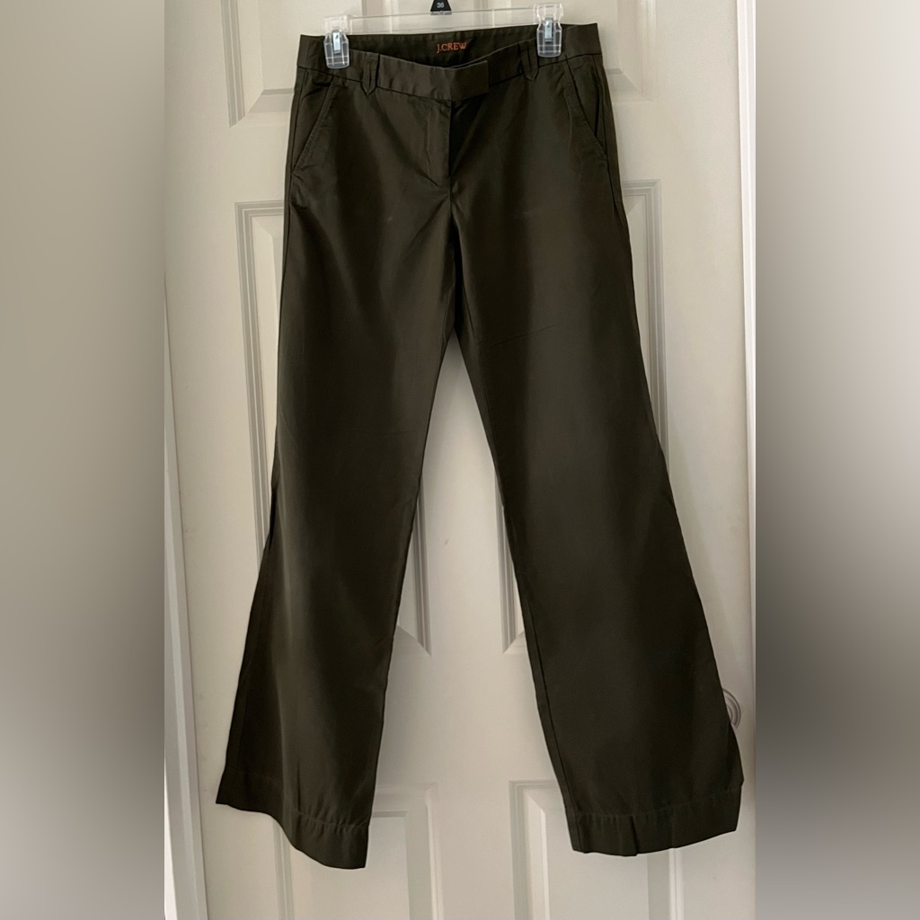 J.Crew City Fit Olive Green Pants, Lightweight Pants Size 2